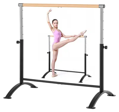 Produktbild von VEVOR Ballettstange, Aluminium Doppelstange für Zuhause, freistehende tragbare Ballett-Dehnstangen, höhenverstellbar, wackelfrei, Fitnessstudio-Ausrüstung für Pilates-Balance-Training, Eisen Querträger-1 Stk