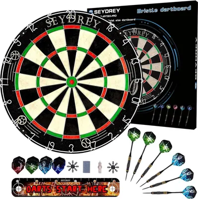 Produktbild von Dartscheibe Kork mit Pfeilen Set, Steeldart, 6 Dartpfeile, Metallspitze