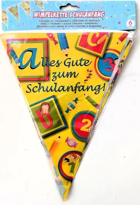 Produktbild von Wimpelkette "Schulanfang" bunt 15 Wimpel 6 m Länge 27 cm Höhe