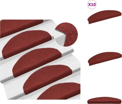 Produktbild von vidaXL Selbstklebende Treppenmatten 10 Stk. Rot 65x21x4 cm Nadelvlies - Stufenteppiche