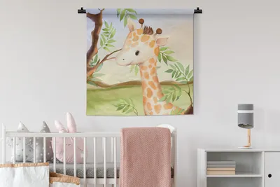 Produktbild von MuchoWow® Wandteppich Wandbehang Dschungel - Giraffe - Blätter 90x90 cm Tapisserie Dekoration Wandtuch - Wandaufhänger
