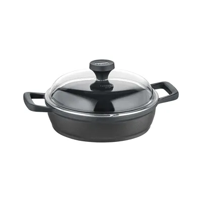 Produktbild von Servierpfanne mit Glasdeckel 28 cm, Aluminium, schwarz - Edition 100