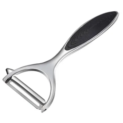 A kitchen peeler is shown against a white background.