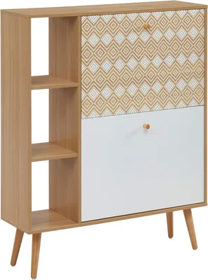 Obrázek produktu pro Skříňka pod umyvadlo BAÏTA – Bílá a dubová – 80 x 23,5 x 97,5 cm