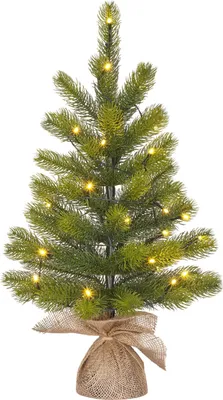 Image de Black Box Trees Nagoya Arbre de Noël artificiel en jute avec éclairage LED - H60 x Ø44 cm - Vert