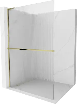 Zdjęcie produktu dla Mexen Kioto+ L ścianka prysznicowa z półką 110 x 200 cm, matowe złoto - 800-110-123-50-09