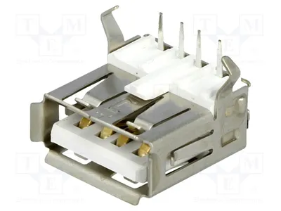 Zdjęcie produktu dla 1 sztuka złącza kątowego 90° DS1095-WNR0, złączka USB i IEEE1394, typ USB A, montaż przelotowy