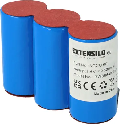 Produktbild von EXTENSILO Akku kompatibel mit Gardena Accu60 (8800), Accu45 (8808) Grasschere, Strauchschere Heckenschere Gartengeräte (3600mAh 3,6V NiMH)