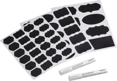 Produktbild von Meister Tafeletiketten 300-teilig 2 Kreidemarker Selbstklebend Universal-Etikett