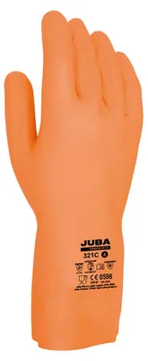 Image de Gant de travail en latex/néoprène, couleur orange, taille 10, marque Juba
