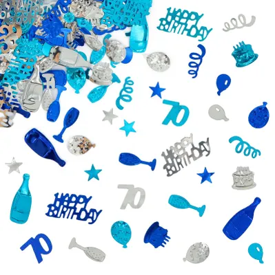 Konfetti 70. Geburtstag, Blau/Silber, Partydeko