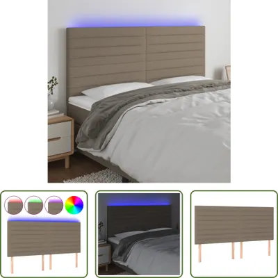 Immagine prodotto di The Living Store Testiera LED taupe 180x5x118/128 cm in tessuto