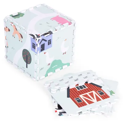 Obrázek produktu pro ECOTOYS ECOEVA020 Pěnová podložka pro děti Farma 90,5×90,5 cm, 21 ks