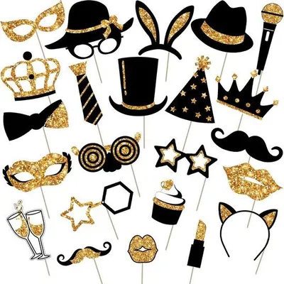 Produktbild von Fotokabinen-Requisiten 24 Stück - Lustige Accessoires für Feste
