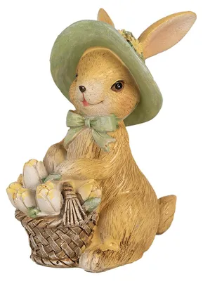 Imagen del producto de Clayre & Eef, figura de conejo, 11 cm, color marrón y verde, poliresina