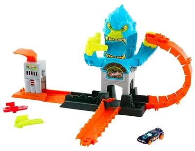 Produktbild von Mattel JHL92 - Hot Wheels - Gigantischer Gorilla-Angriff Spielset mit Fahrzeug