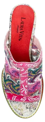 Produktbild von Laura Vita Damen Pantolette Boho-Chic bestickt Metallicabsatz LEDAO 07, Größe:37 EU, Farbe:Rot