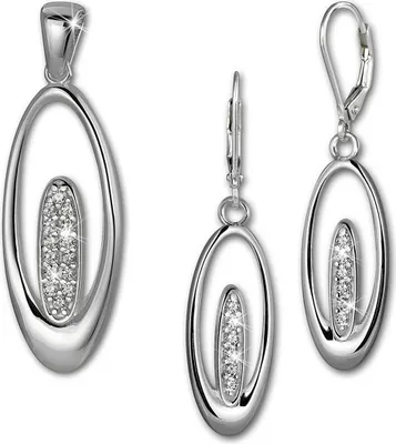Produktbild von SilberDream Anhänger und Ohrringe Schmuckset Oval 925 Silber Zirkonia SDS4905W