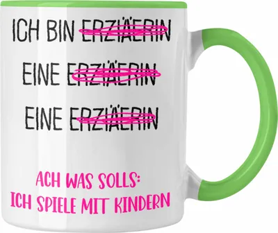 Produktbild von Trendation - Tasse Geschenk für Erzieherin Spruch Kindergärtnerin Geschenkidee (Grün)