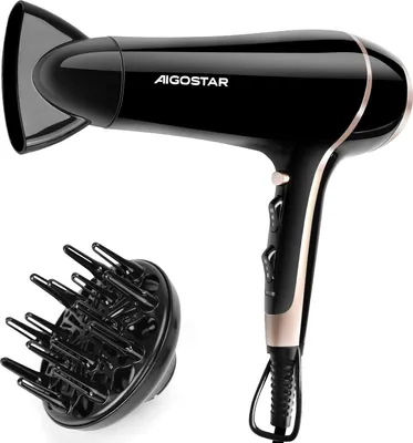 Produktbild von Haartrockner 2400W Föhn Ionen 3 Temperaturniveaus und 2 Luftströmungsgeschwindigkeiten Haarföhn Schwarz Hair Dryer - Lora