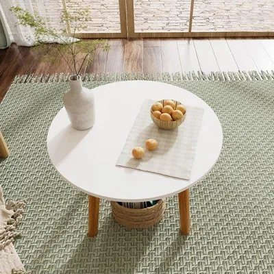 Immagine prodotto di Tavolo da pranzo rotondo - Tavolo da pranzo minimalista - 60 cm - Bianco - Legno