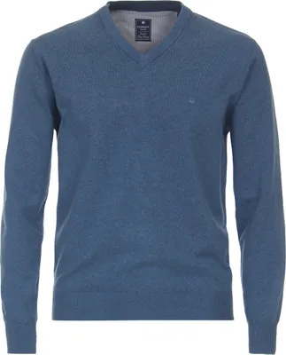 Produktbild von REDMOND Casual Herren Pullover Langarm V-Ausschnitt Regular-Fit Mittelblau XL