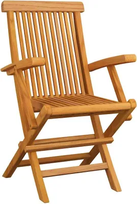 Productafbeelding van vidaXL Klapstoelen met crèmekleurige kussens, 4 stuks, massief teakhout