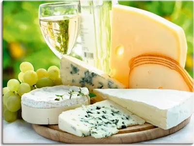 Produktbild von ARTland Leinwandbild Käse & Wein Größe: 40x30 cm
