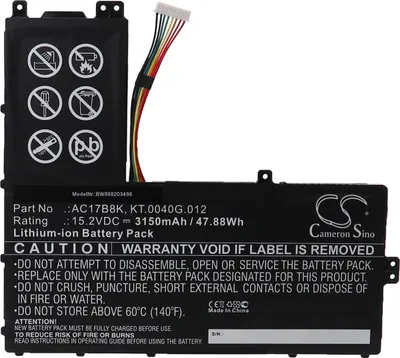 Produktbild von vhbw Akku Ersatz für Acer AC17B8K, KT.0040G.012, 4ICP5/57/81 für Notebook (3150 mAh, 15,2 V, Li-Ion)