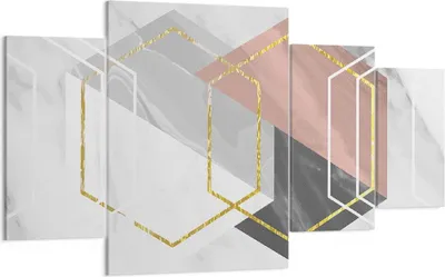Produktbild von Bild auf Leinwand - Leinwandbild - 4 Teile - Zahlen Weiß Golden - 160x90cm - Wand Bild - Wanddeko - Wandbilder - Leinwanddruck - Bilder - Wanddekoration - Leinwand bilder - Wandbild - DL160x90-5087