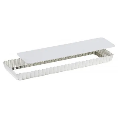 Produktbild von Gobel | Tortenform Rechteckig Geriffelt | Weißblech | Hebeboden | 35x11x2,6 cm |