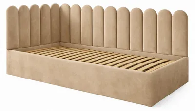 Produktbild von Jugendbett JUNIOR 90x200 Wandpaneele Beige Velvet Bettkasten