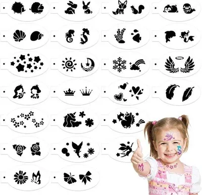Productafbeelding van 24 Stuks Gezichtsverfsjablonen voor Feesten en Make-up