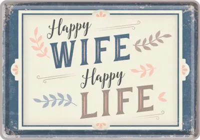 Produktbild von Nostalgic-Art - Blechpostkarte - Word Up - Happy Wife Happy Life