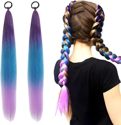 Imagen del producto de Extensiones de cabello Ombre, trenzas, 65 cm, 2 unidades, coloridas extensiones para el cabello