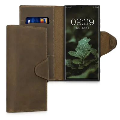 Produktbild von kalibri Hülle kompatibel mit Samsung Galaxy S22 Ultra - Leder Handyhülle Handy Case Cover - Schutzhülle in Braun