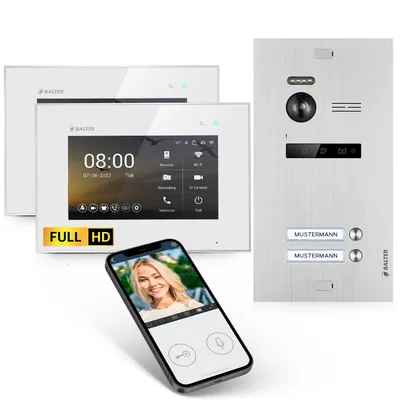 Produktbild von BALTER EVO HD Silber Video Türsprechanlage Set 2 Teilnehmer 2x 7" WLAN Monitor Weiß