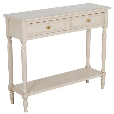 Consoletafel mit 2 Schubladen, Holz, Beige, 90x28x75 cm