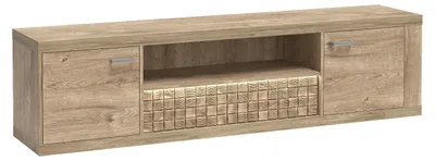 Obrázek produktu pro TV stolek BALESTRAND - Dubové dřevo - S zásuvkou - Dekorativní přední panel - 196 x 51 x 41 cm