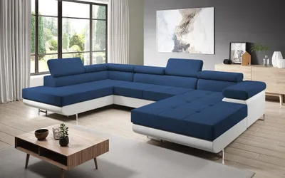 Produktbild von FurMeb24 - Ecksofa MANDANA U - RECHTE SEITE , Sofa mit  Bettk€sten und Schlaffunktion - Orinoco 80 + Madryt 120