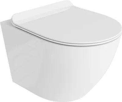 Produktbild von LAVITA Wand-WC Sofi Slim | HŠnge Toilette | Toilettendeckel mit Absenkautomatik & Metallscharniere | Toiletten SpŸlrandlos HŠngend | Toilettenbecken | 365x490x395 cm | Wei§er Glanz