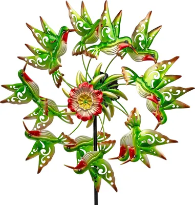 Produktbild von Windrad Kolibri Garten Metall bunt kugelgelagert Windspiel Ø 47 cm
