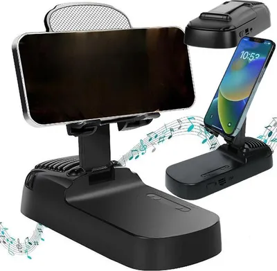 Obrázek produktu pro Verk 04132 Držák na telefon s Bluetooth reproduktorem a funkcí powerbanky, černý
