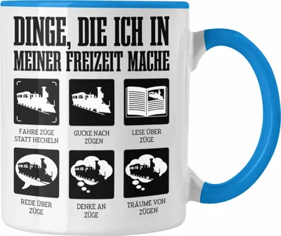 Produktbild von Trendation - Züge Tasse Ich Liebe Züge Geschenk Eisenbahner Modelleisenbahn Lustiger Spruch (Blau)