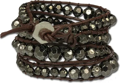 Produktbild von SilberDream Armband Leder -Rindsleder- Leder braun Metallperle Damen LA2917B