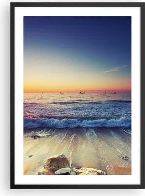Produktbild von Gerahmtes Poster - Schwarzer Rahmen - Meer Strand Welle - 50x70 cm - Wand Bild - Wanddeko - Wandbilder - Kunstposter - Wandposter - Bilderrahmen - Bilder - Kunstdruck - Wandbild - P2BPA50x70-3613