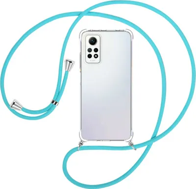 Produktbild von Handykette Backcover-Schutzhülle mit Band (Metall silberfarben) für Xiaomi Redmi Note 12 Pro 4G (6.67'') - türkis