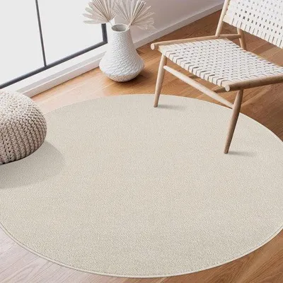 Productafbeelding van Modern design vloerkleed - Rond, crème kleur, 200 cm