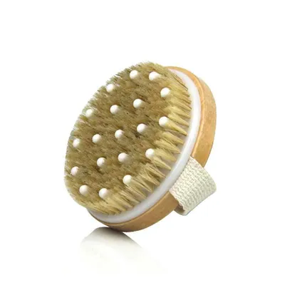 Produktbild von 2 Stück Körperbürste - Trockene Körperbürste - Peelingbürste - mit Silikonspitzen - Naturborsten - Rückenpeelingbürste - Massagebürste rund