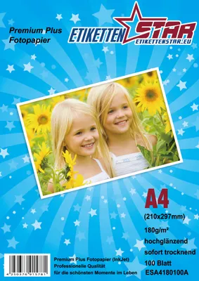 Produktbild von 100 Stück Fotopapiere A4 (210x297mm) 180g/m², ESA4180100A-100 von EtikettenStar GmbH.